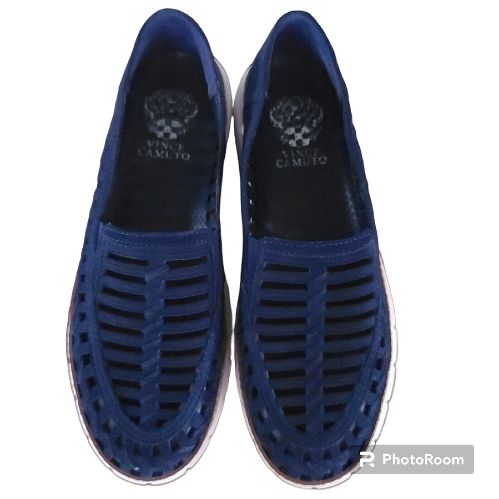 VINCE CAMUTO Women's SZ 8.5 M Deep Blue Romeena Cutout Platform Slip on Sneakers